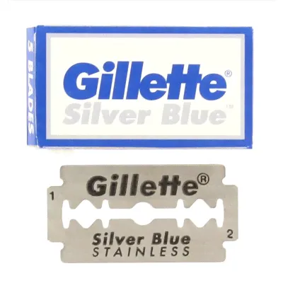 Лезвия для бритья классические двусторонние Жиллетт Silver Blue 5шт.(20X5шт. =100 лезвий) на карте