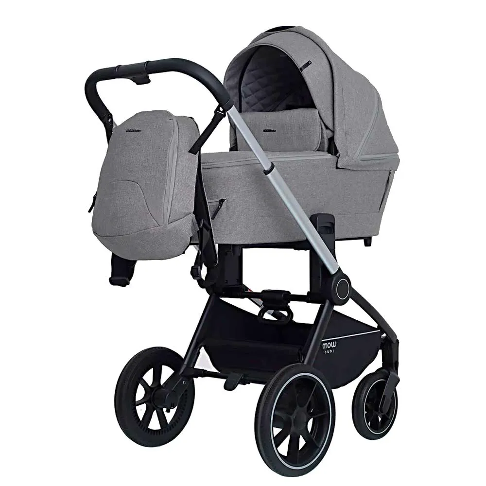 Коляска 3 в 1 MowBaby Zoom, Silver Beige (Светло-серый / шасси Серебро)